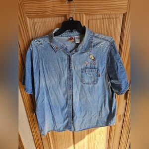 Branded Vintage Looney Toons Tweety Short Sleeve Button Up 22/24